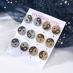304 Stainless Steel Rhinestone Stud Earrings&nbsp;EJEW-C099-20GP