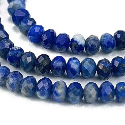 天然石ラピスラズリビーズ連売り  多面カット  ロンデル  3.5~4x2.5~3mm  穴：0.7mm  約128個/連  15.16~15.35インチ（38.5~39cm）&nbsp;G-L587-B03-02
