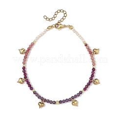 Natural Ruby & Rhodonite & Amethyst Faceted Round and Pearl Beaded Anklets&nbsp;AJEW-AN00872-02
