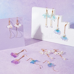 DIY Glass Flower Drop Earring Making Kit&nbsp;DIY-SC0018-36
