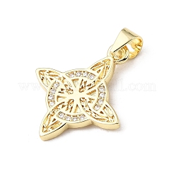 Brass Micro Pave Clear Cubic Zirconia Pendants&nbsp;KK-E799-06A-G