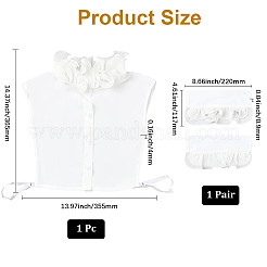 取り外し可能なシフォンシャツ レディース つけ襟 1枚  ネックライントリム DIY 衣服アクセサリー  取り外し可能なコットンスリーブ1組付き  ホワイト  365x355x4mm&nbsp;AJEW-CY0001-38A