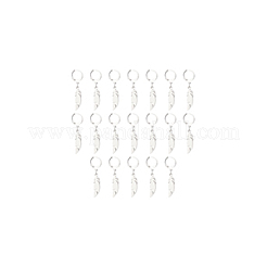 フェザーダングルフレンチフックピアス 20組  女性用ドロップピアス  ステンレス鋼色  40mm  ピン：0.6x0.8mm&nbsp;EJEW-UN0001-86