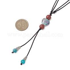 3Pcs 3 Styles Retro Glass & Porcelain & Alloy Snake Adjustable Nylon Cord Y Necklaces for Women&nbsp;NJEW-JN05360