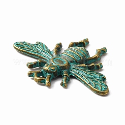 合金のチベット風チャーム  蜂  アンティークブロンズ＆グリーングリーン  23.5x32x2.5mm  穴：2mm&nbsp;LS-FIND-WH0034-33ABG