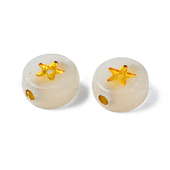 蓄光アクリルビーズ  暗闇で光る  ライン入り  水平穴  スターとフラットラウンド  黄金メッキ  7x3.5mm  穴：1.2mm  約1368個/190g&nbsp;MACR-S273-64