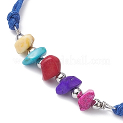 7Pcs Dyed Natural Turquoise Chips Braided Bead Bracelets&nbsp;BJEW-JB09870