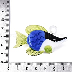 手作りランプワークビッグサイズペンダントトップ  魚のチャーム  藤紫色  32~38x50~60x18~23mm  穴：4~5.5mm&nbsp;LAMP-N034-22A