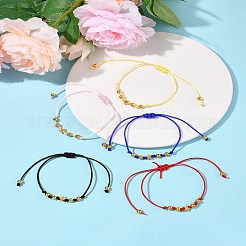 ナイロン糸ブレスレット5個  合金ビーズで  ミックスカラー  周囲：11インチ（28cm）&nbsp;BJEW-FS00020