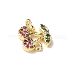 Brass Pave Green and Orchid Cubic Zirconia Cherry Connector Charms&nbsp;KK-I276-47B-G