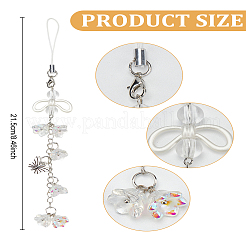 アクリルフラワー携帯ストラップ1個  蝶  透明  185mm&nbsp;AJEW-LP0007-35