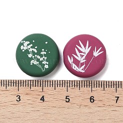 不透明なアクリルビーズ  中国風両面印刷ラウンドビーズ  フラットラウンド  ミックスカラー  17.5x7.3mm  穴：3mm  10個/セット&nbsp;OACR-NH0001-01