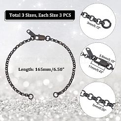 9Pcs 3 Colors Half Finished 304 Stainless Steel Rolo Chain Connector Bracelets Making&nbsp;STAS-UN0038-86