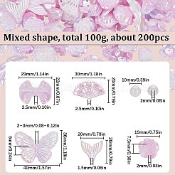 100gのプラスチックペンダント、ビーズ、デコデンカボション  混合図形  パールピンク  7~31x7~42x2~11.5mm  穴：1.5mm&nbsp;OHAR-SC0002-99A