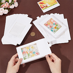 長方形の紙収納ボックス  ギフト用のPVCプラスチック透明窓付き  ホワイト  12.45x8.5x1.4cm&nbsp;CON-WH0095-21A
