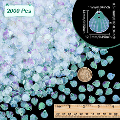 UVメッキ樹脂チャーム2000個  虹色の  シェル形状  クリアAB  14x12.5x0.5~1mm  穴：1mm&nbsp;RESI-NB0002-17A
