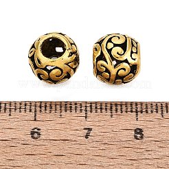 チベット風合金ヨーロピアンビーズ  大穴ビーズ  螺旋状のロンデル  アンティーク黄金  10x9mm  穴：4~4.5mm&nbsp;FIND-Q121-21AG