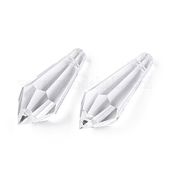 クリアガラスペンダント  コーン  多面カット  透明  35~38x12.5~14mm  穴：1.5~1.6mm&nbsp;GLAA-N025-01