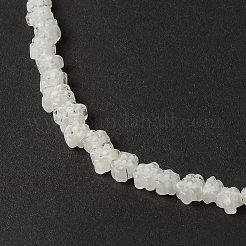 手作りミッレフィオーリガラスビーズ連売り  花  ホワイト  3.5~5.5x3.5~5.5x3mm  穴：1mm  約93個/連  14.76''（37.5センチメートル）&nbsp;LAMP-J035-4mm-77