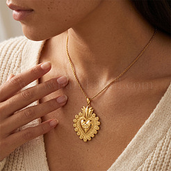 304 Stainless Steel Sacred Heart Pendant Necklaces for Women&nbsp;WGF32B1-01