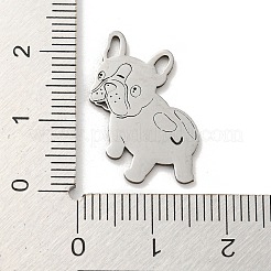 変色しない304ステンレススチールペンダント  レーザー切断  ブルドッグの魅力  ステンレス鋼色  22x16x1mm  穴：2.8x1mm&nbsp;STAS-NH0001-01A-P