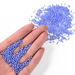 12/0グレードの丸いガラスシードビーズ  透明インサイドカラー  モーブ  2x1.5mm  穴：0.7mm  約48500個/ポンド&nbsp;SEED-N001-D-13/212