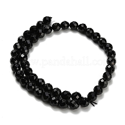 天然石ブラックトルマリンビーズ連売り  多面カット  ラウンド  8mm  穴：0.8mm  約47個/連  15.43''（39.2センチメートル）&nbsp;G-H329-E02-8mm