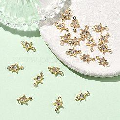 シェグレース 真鍮 パヴェ キュービックジルコニア スターコネクターチャーム  カドミウムフリー＆ニッケルフリー＆鉛フリー  長持ちメッキ  18KGP本金メッキ  透明  11x7x3mm  穴：0.9mm＆1mm&nbsp;XGRQ2O602-441A-G