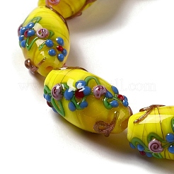 手作りランプワークビーズ  ライスウィットフラワー  きいろ  23x12~13mm  穴：1.6mm&nbsp;LAMP-J089-D04-A