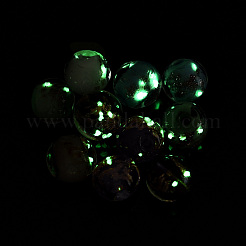 明るい手作りの金の砂のランプワークビーズ  暗闇で光る  ラウンド  レッド  12x11.5mm  穴：1.5mm&nbsp;LAMP-N024-05B-04