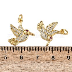 真鍮製マイクロパヴェキュービックジルコニアペンダント  鳥  ラックめっき  長持ちメッキ  カドミウムフリー＆鉛フリー  丸カン付き  18KGP本金メッキ  18x17x2.5mm  穴：3mm&nbsp;KK-D424-13G