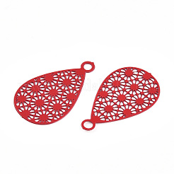 Spray Painted 430 Stainless Steel Filigree Pendants&nbsp;STAS-WH0047-78H
