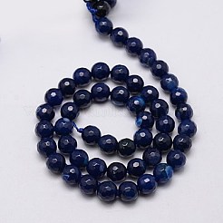 天然石瑪瑙ビーズ連売り  多面カット  染め  ラウンド  マリンブルー  8mm  穴：1mm  約48個/連  15インチ&nbsp;G-G580-8mm-02