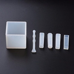 シリコンモールドジュエリーセット  シェルビーズ付き  3ml使い捨てプラスチックスポイト  透明フェイシャルマスクスティックとシリコン攪拌棒  ミックスカラー  57x57x53mm  インナーサイズ：50x50mm&nbsp;DIY-YX0001-05