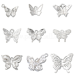 54本9スタイルアロイペンダント  蝶  銀  11~20x13~21x2~4mm  穴：1.2~2.5mm  6個/スタイル&nbsp;FIND-SC0017-51