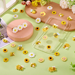 80Pcs 8 Styles Resin Cabochons Bees & Flower&nbsp;RESI-TA0004-24