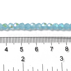 ジェイド風ガラスビーズ連売り  ファセット（32ファセット）  ラウンド  空色  4mm  穴：0.8mm  約87~93個/連  32~33cm&nbsp;LS-EGLA-A035-J4mm-L04