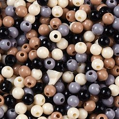 不透明なアクリルビーズ  ラウンド  ココナッツブラウン  4mm  穴：1.2mm&nbsp;OACR-H118-07B-02