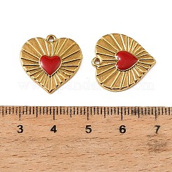 304ステンレススチールエナメルペンダント  ハートチャーム  ゴールドカラー  19.5x19x2mm  穴：1.5mm&nbsp;SA-CBADD43-01G