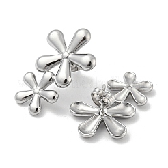 変色しない304ステンレススチールスタッドピアス  花  ステンレス鋼色  27x17.5mm&nbsp;EJEW-R157-13P