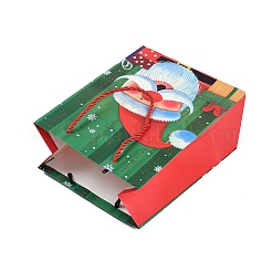 クリスマス ペーパー サンタクロース プリント トートバッグ  ギフト収納用品  長方形  レッド  18x10x23cm&nbsp;ABAG-P015-01C