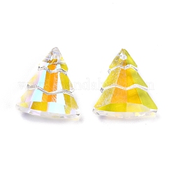 ガラスラインストーンチャーム  クリスマスツリー  クリスタルのきらめき  15x13.5x5mm  穴：1.2mm&nbsp;RGLA-O002-A01-001SI