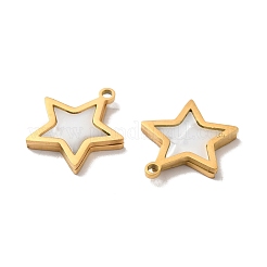 イオンプレーティング（IP）304ステンレススチールスターチャーム  シェルと  ゴールドカラー  15x14x2mm  穴：1.2mm&nbsp;STAS-A080-11G