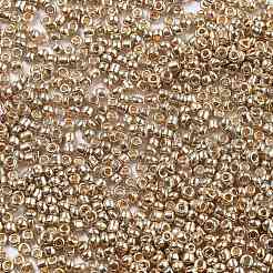 12/0電気めっきガラスシードビーズ  丸穴rocailles  ライトゴールドメッキ  2x2mm  穴：0.5mm  36000個/ 450g&nbsp;SEED-Q003-1