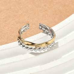 304 Stainless Steel Double Color Cuff Rings&nbsp;RJEW-S635-01GP-D