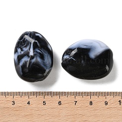 不透明なアクリルビーズ  ツートン  オーバル  ブラック  33.5x26x14mm  穴：2.5mm  約65個/500g&nbsp;OACR-M015-08