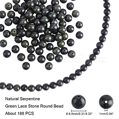 Natural Serpentine/Green Lace Stone Round Bead Strands&nbsp;G-AR0002-76