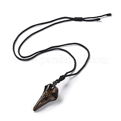 Natural Tiger Eye Plague Doctor Pendant Necklace with Nylon Rope&nbsp;NJEW-H009-01-05
