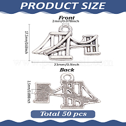 チベット風アロイペンダント50個  つり橋チャーム  アンティークシルバー  17.5x23x2.5mm  穴：2mm&nbsp;TIBEP-LP0001-13