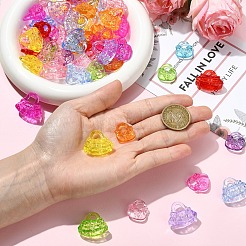 60個2スタイル透明アクリルパーツ  バッグ  ミックスカラー  19.5~23x17~26x4.5~11mm  穴：6~8mm  約30個/スタイル&nbsp;TACR-YW0003-38